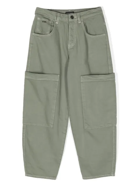 Emporio Armani Kids logo-plaque cotton trousers