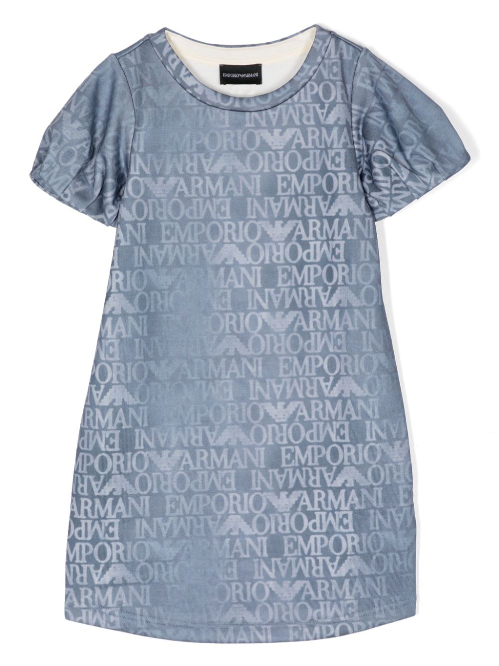 emporio armani kids robe en jean à logo imprimé - bleu