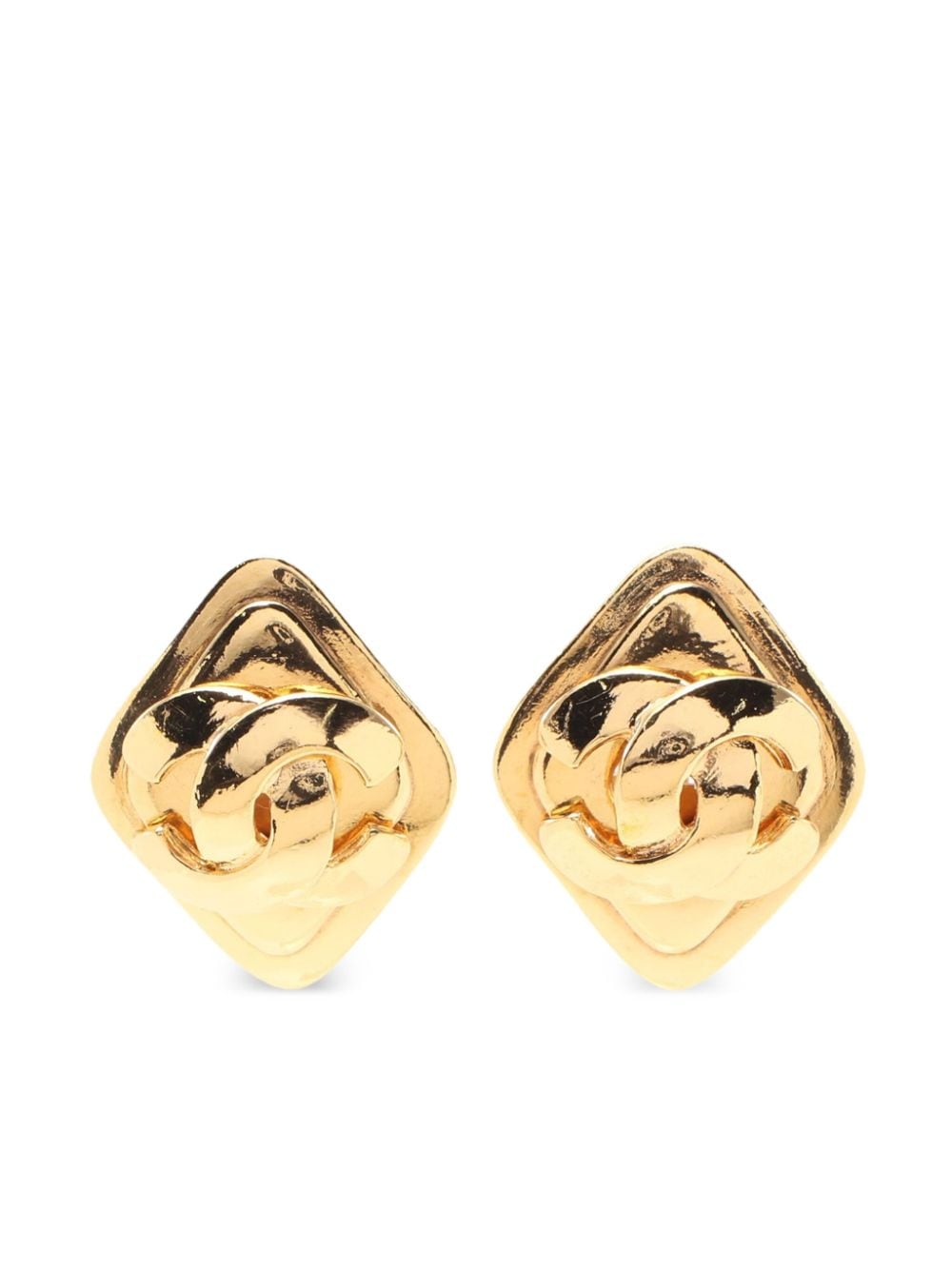 Pre-owned Chanel 1986-1988 Cc Clip-on Earrings In Gold