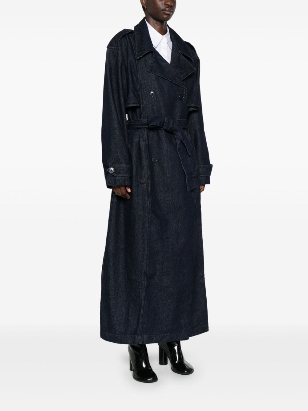 Shop The Frankie Shop Nikola Denim Trench Coat In Blue