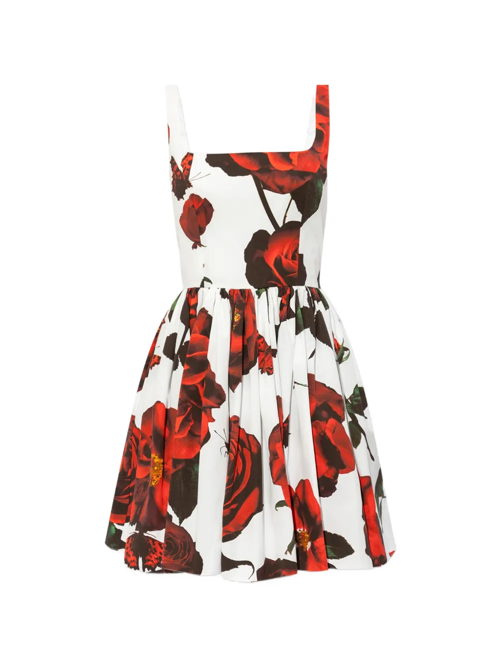 Alexander McQueen Abito corto svasato a fiori - Bianco