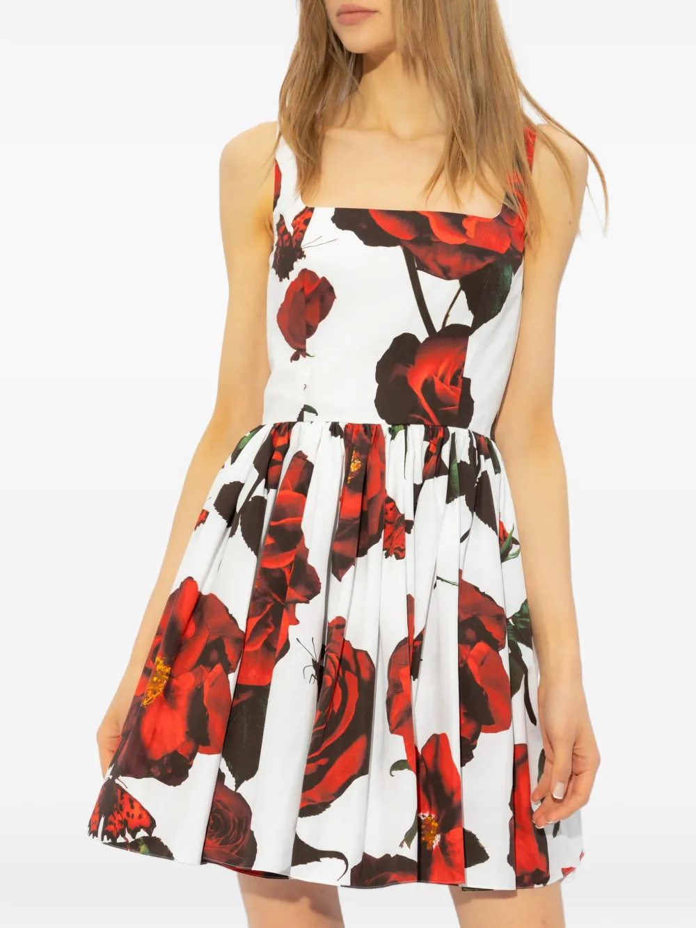 Alexander McQueen Flared mini-jurk met bloemenprint Wit