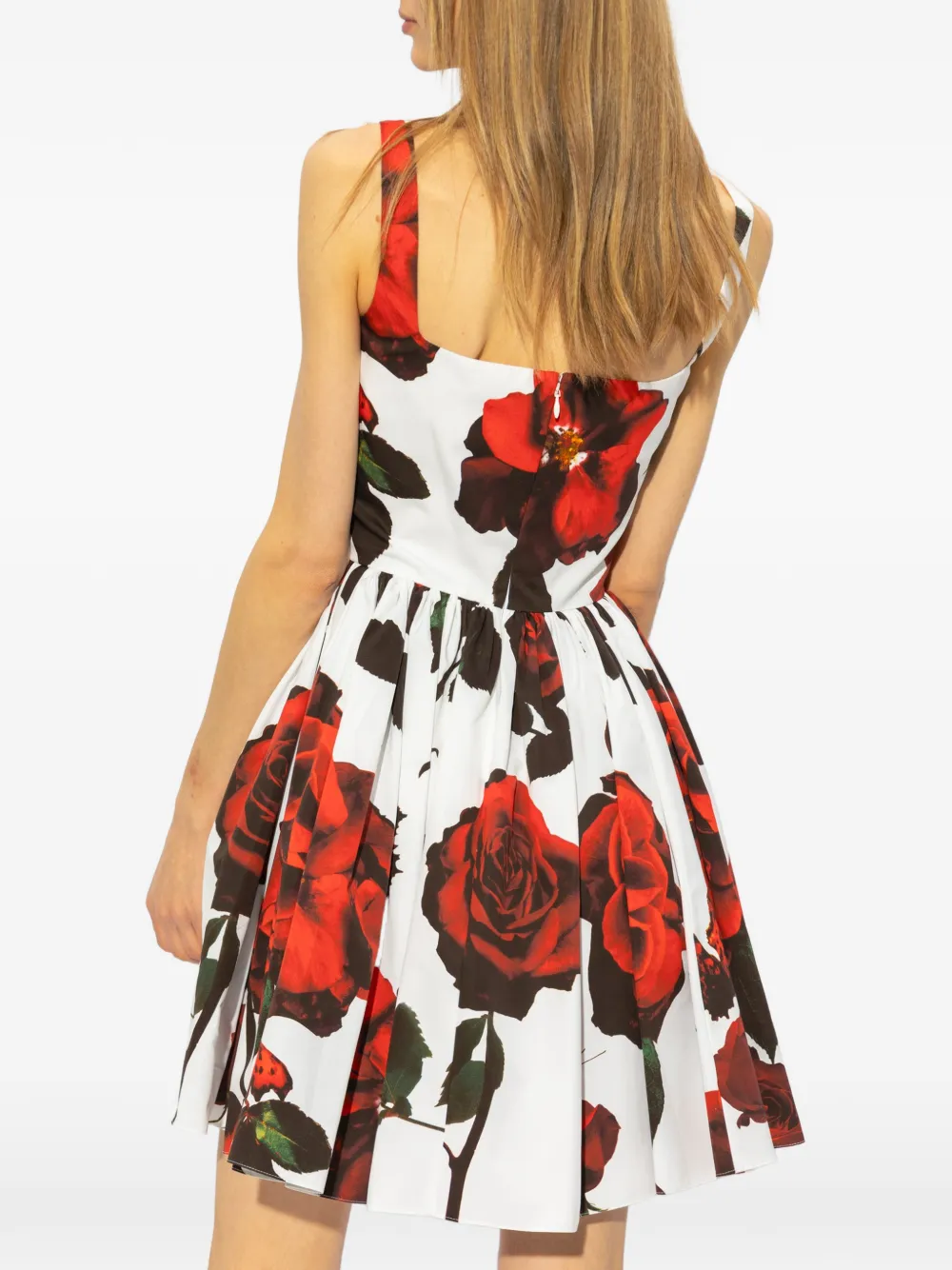 Alexander McQueen Flared mini-jurk met bloemenprint Wit