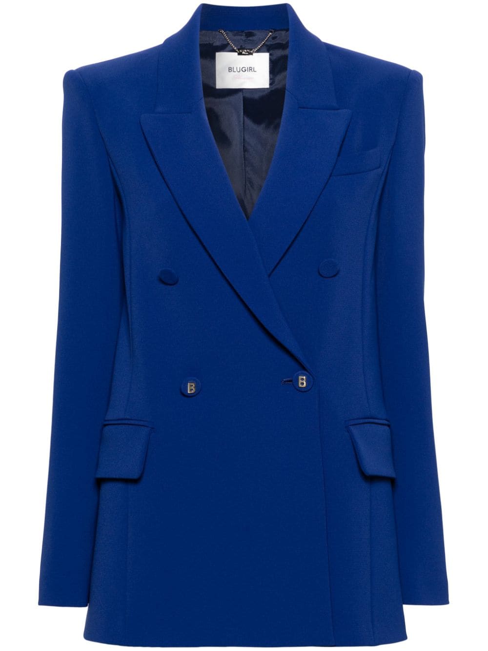 Shop Blugirl Double-breasted Crepe Blazer In Blue