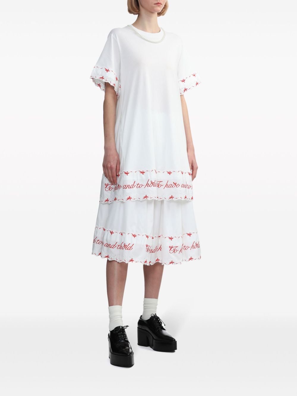 Simone Rocha T-shirt jurk verfraaid met kralen - Wit