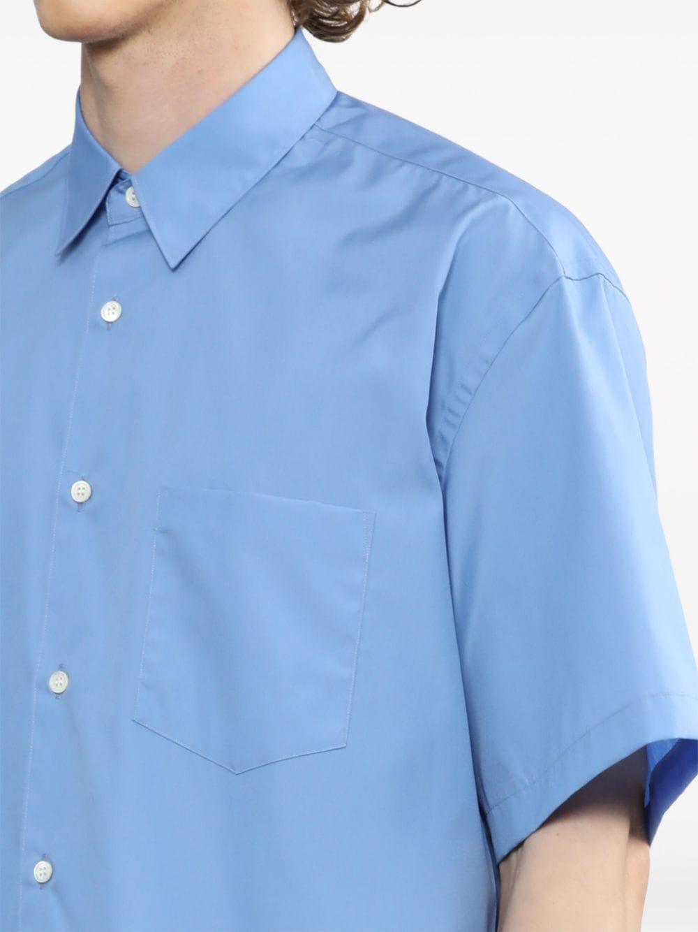 Shop Comme Des Garçons Homme Deux Poplin Bowling Shirt In Blue