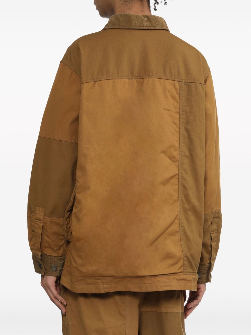 Shop Comme Des Garçons Homme Deux Panelled Cotton Shirt Jacket In Brown