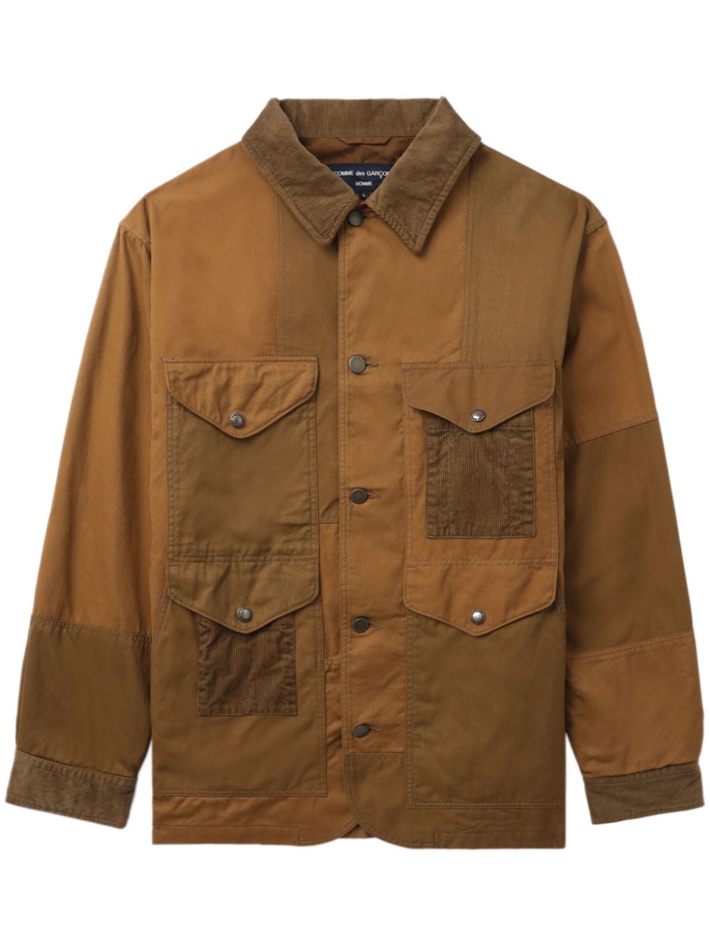 Shop Comme Des Garçons Homme Deux Panelled Cotton Shirt Jacket In Brown