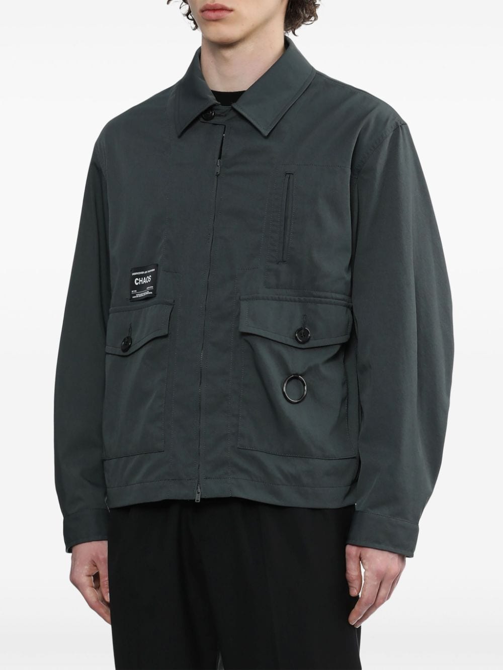Undercover Twill shirtjack met logopatch Grijs