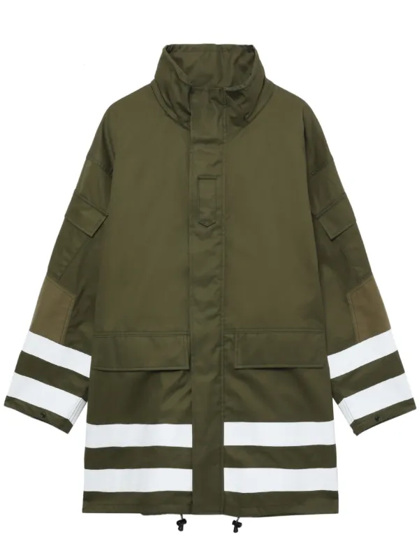 Comme Des Garcons Homme stripe trim Parka Coat Green FARFETCH AO