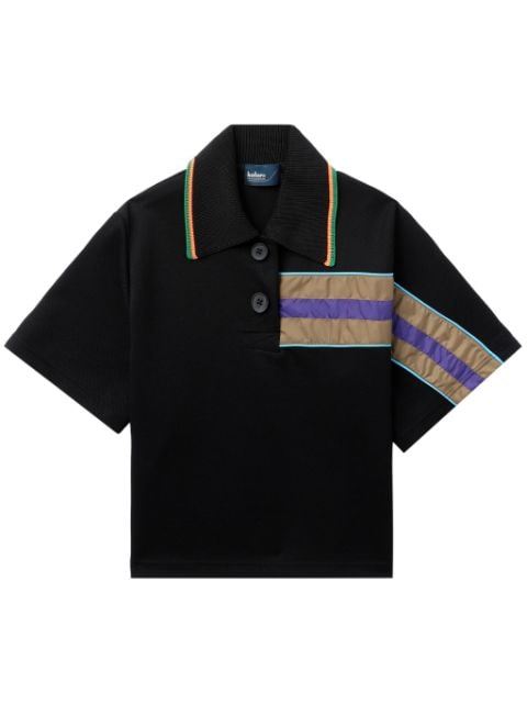 Kolor asymmetric stripe-panel polo shirt