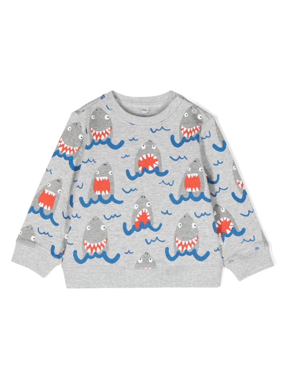 Stella Mccartney Babies' Shark-print Sweatshirt In Grey