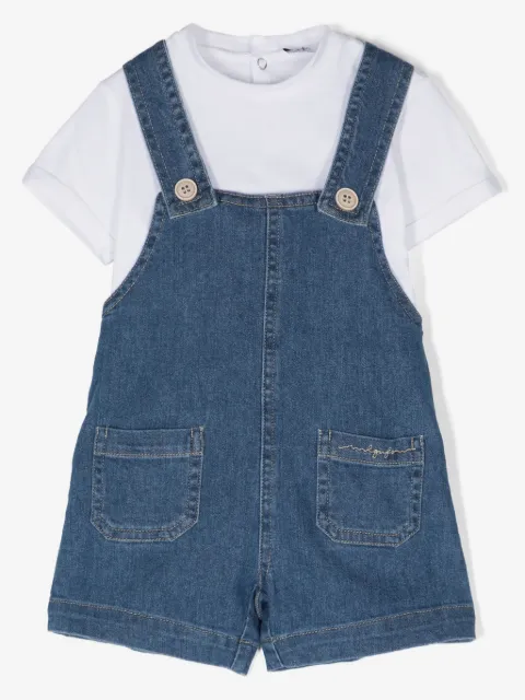 Il Gufo denim dungaree short set