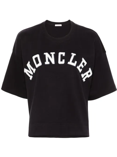 T-shirt en coton à patchs logo - Moncler - Modalova