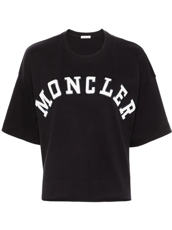Moncler logo patches Cotton T shirt Blue FARFETCH CA