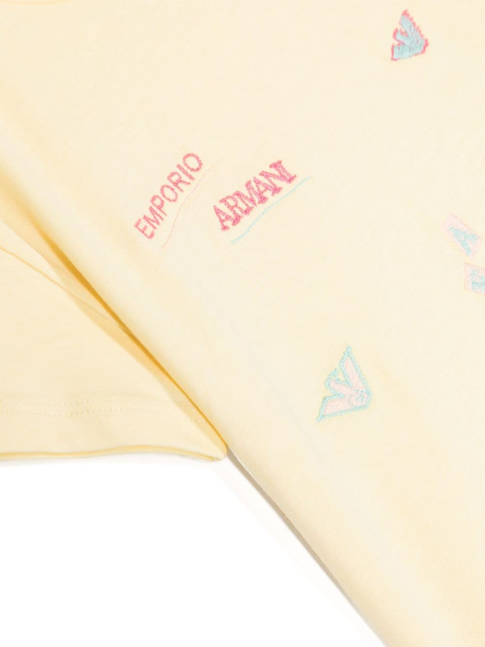 Shop Emporio Armani Logo-embroidered Cotton T-shirt In Yellow