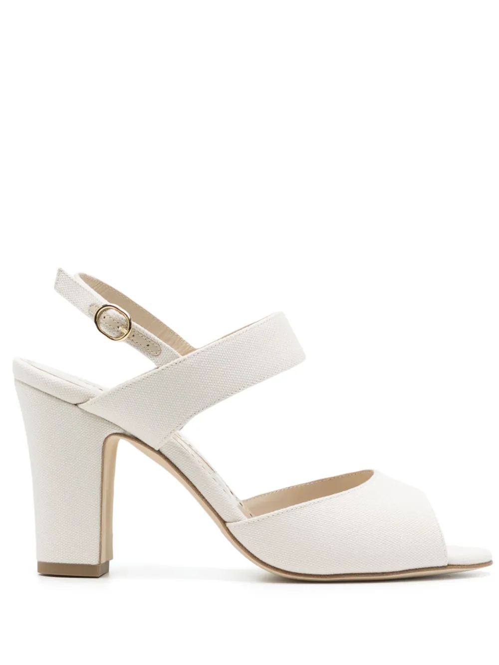 Manolo Blahnik 100mm canvas sandals White