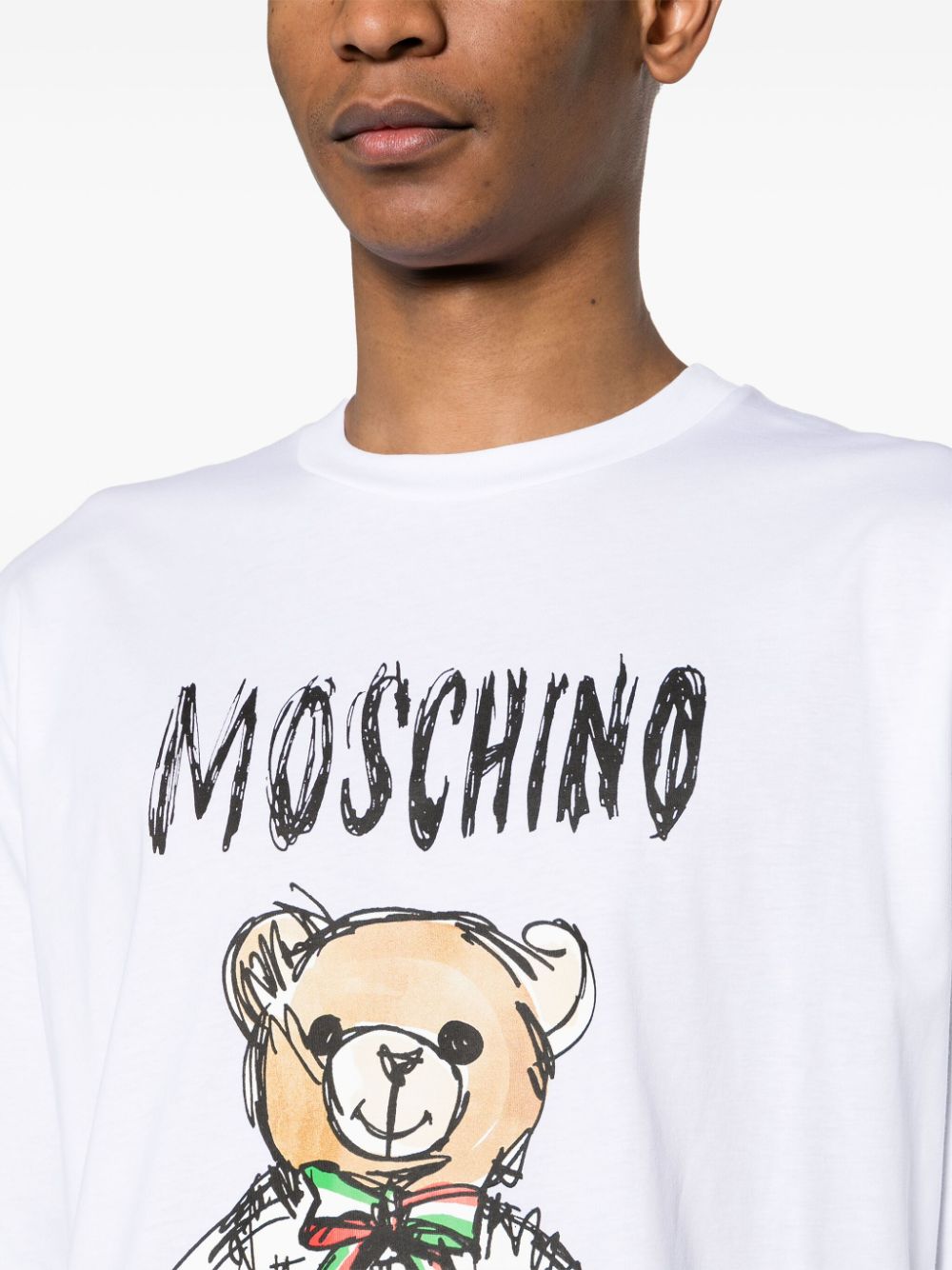 Shop Moschino Teddy Bear-print Cotton T-shirt In White