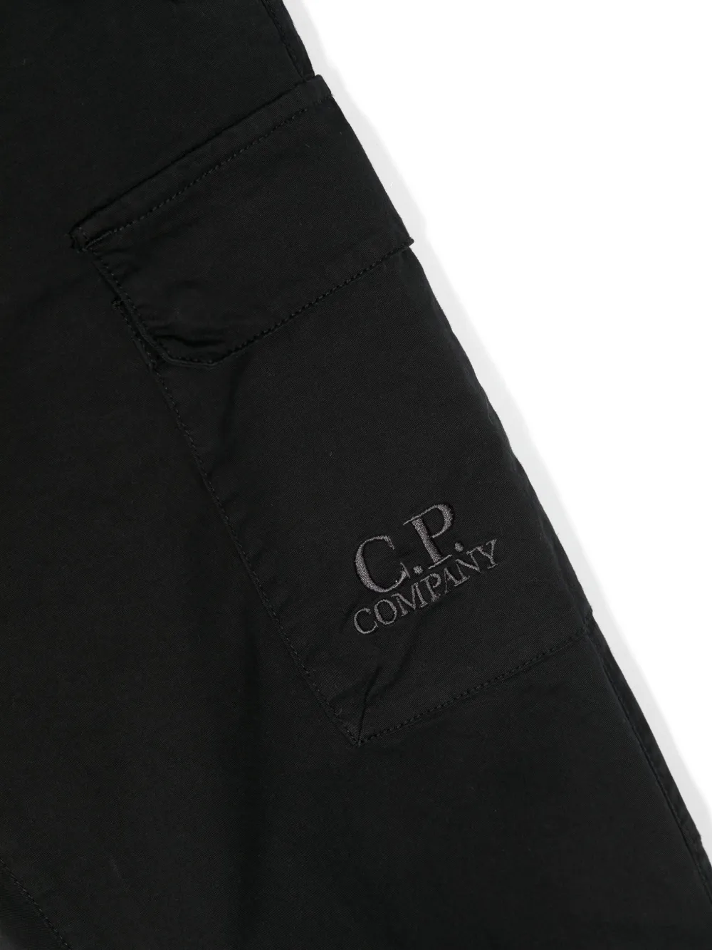 Shop C.p. Company Logo-embroidered Tapered Trousers In Black