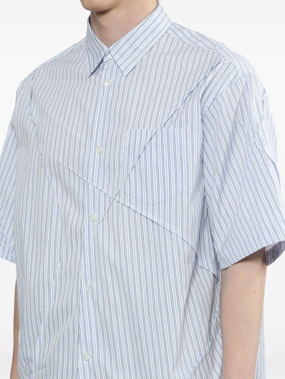 Shop Undercover Crease-detail Striped Cotton Shirt In White