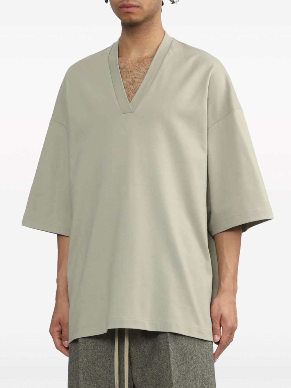 Shop Fear Of God Milano V-neck T-shirt In Grey
