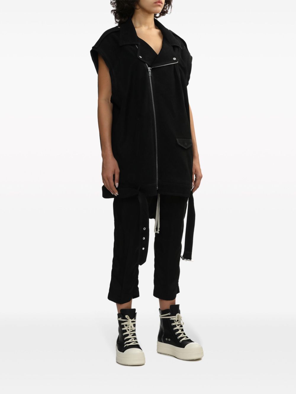 Image 2 of Rick Owens pressed-crease drawstring cropped trousers