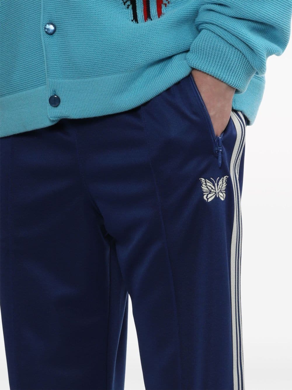 Shop Needles Logo-embroidered Track Pants In Blue