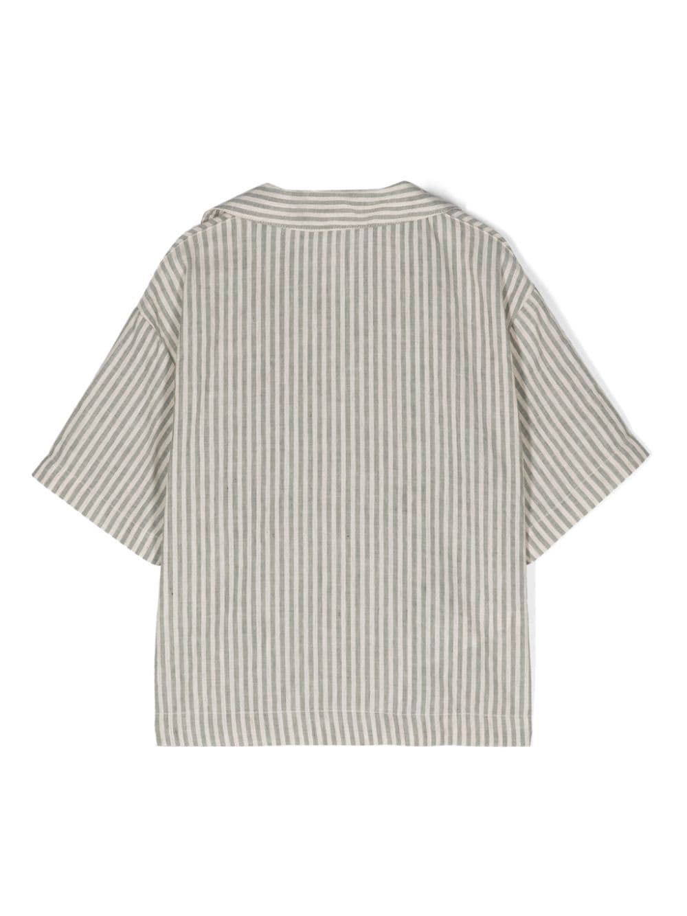 Shop Aspesi Striped Notched-collar Shirt In Green