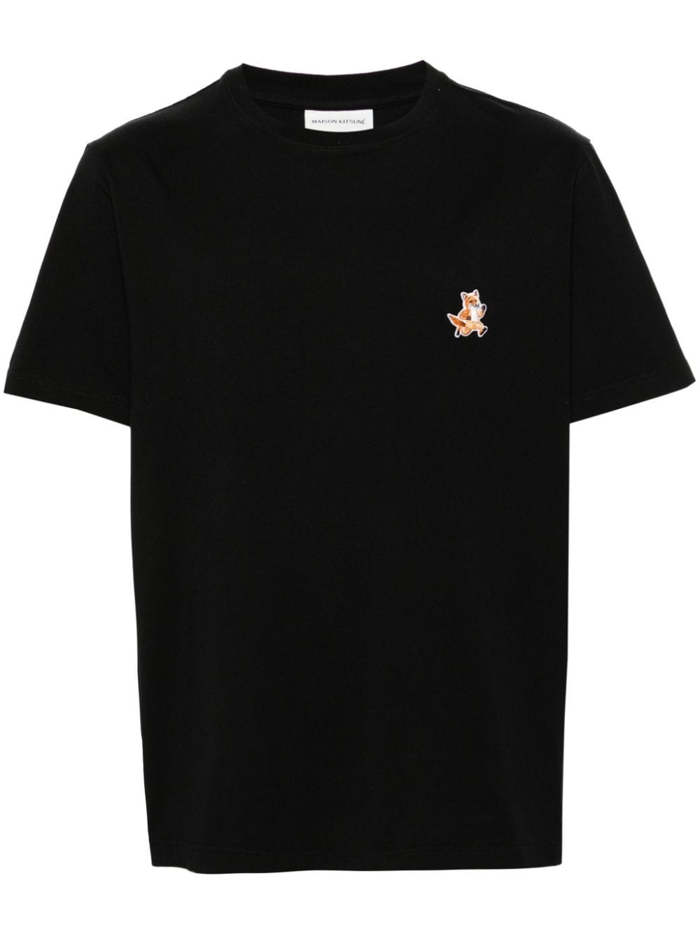 Maison Kitsuné Fox-patch Cotton T-shirt In Black