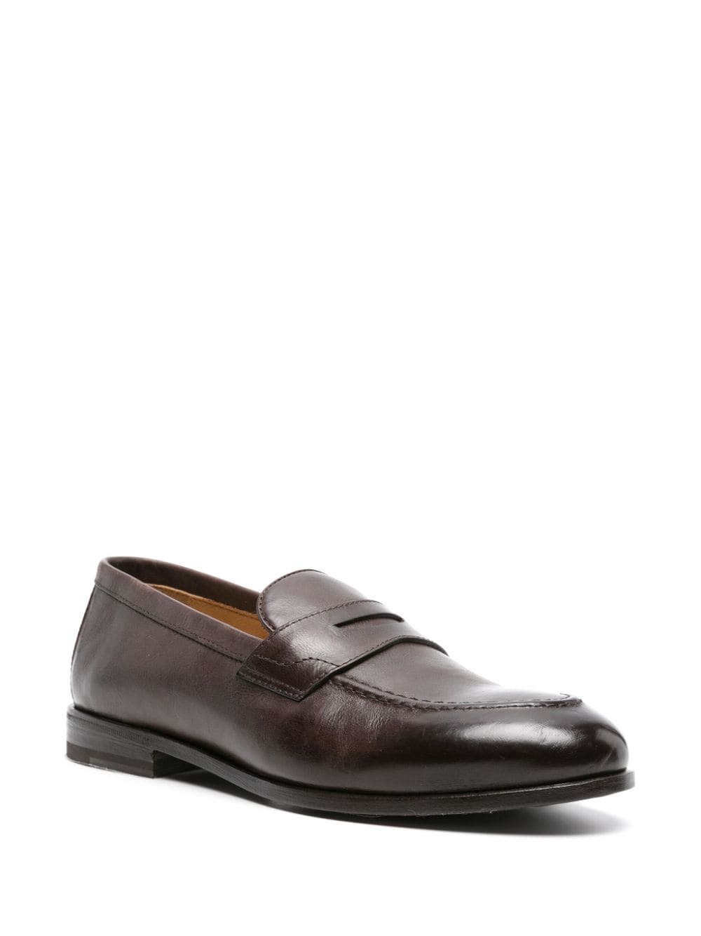 Shop Henderson Baracco Leather Penny Loafers In 褐色