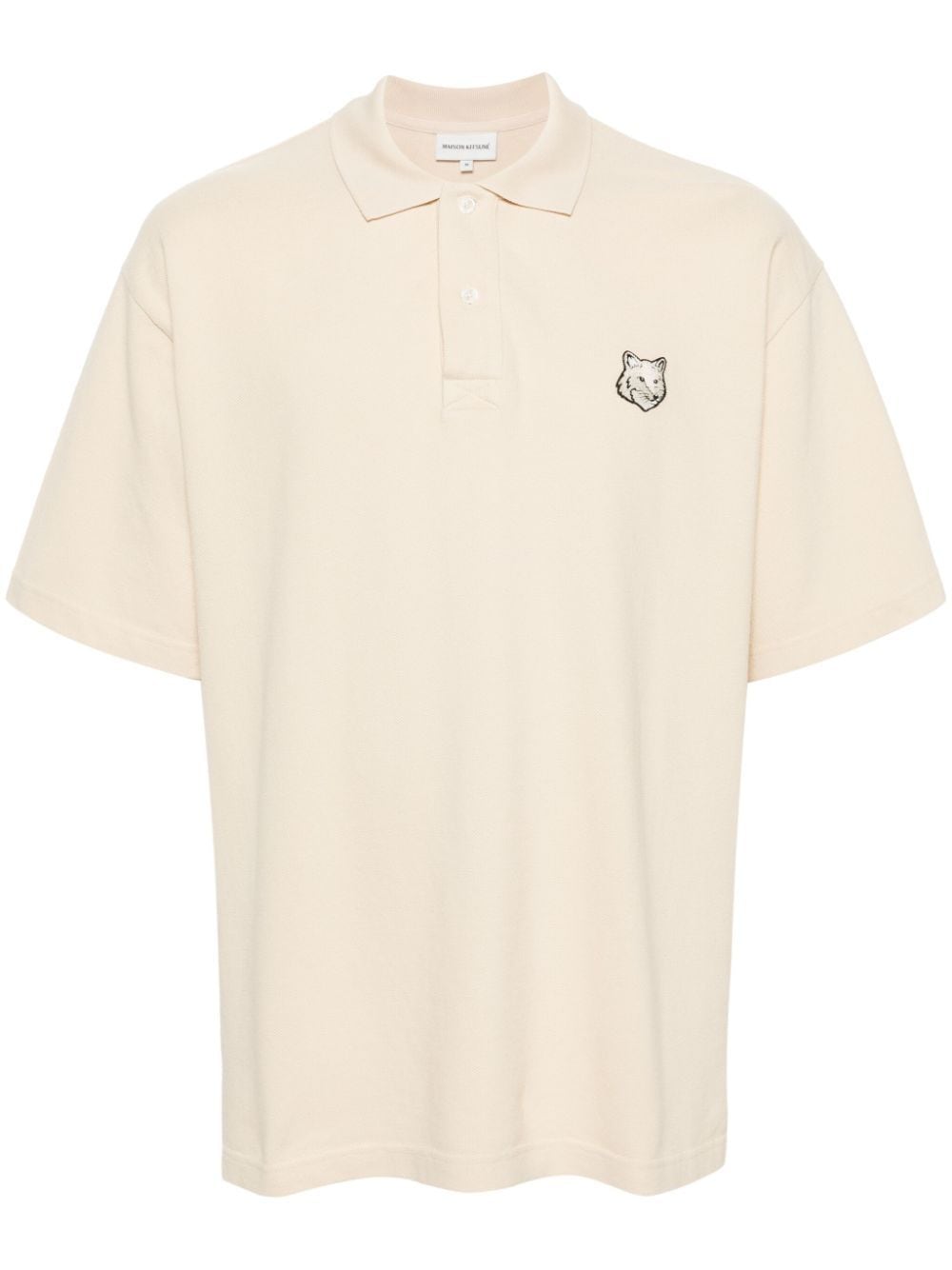 Shop Maison Kitsuné Fox-motif Cotton Polo Shirt In Neutrals