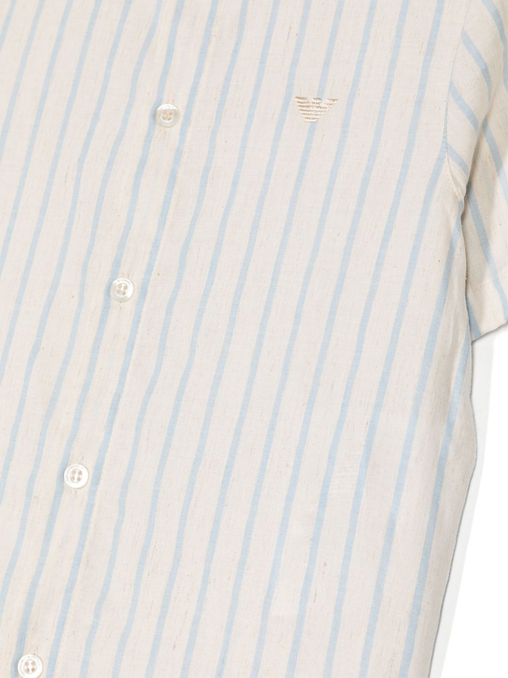 Shop Emporio Armani Logo-embroidered Striped Shirt In Neutrals