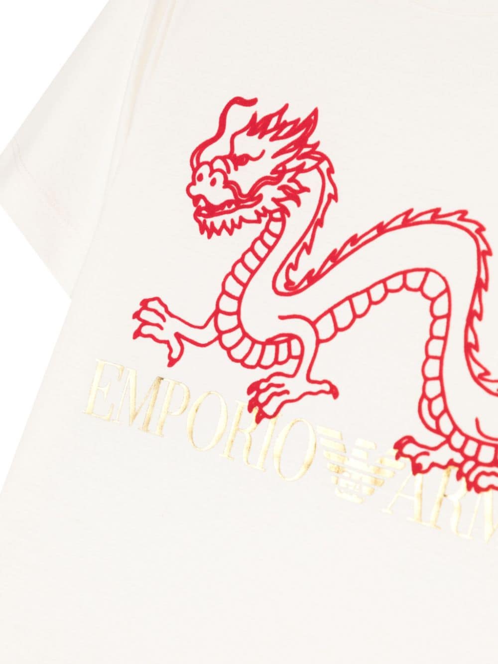 Shop Emporio Armani Dragon-print Crew-neck T-shirt In Neutrals