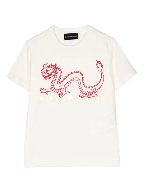 Emporio Armani Kids dragon-print crew-neck T-shirt
