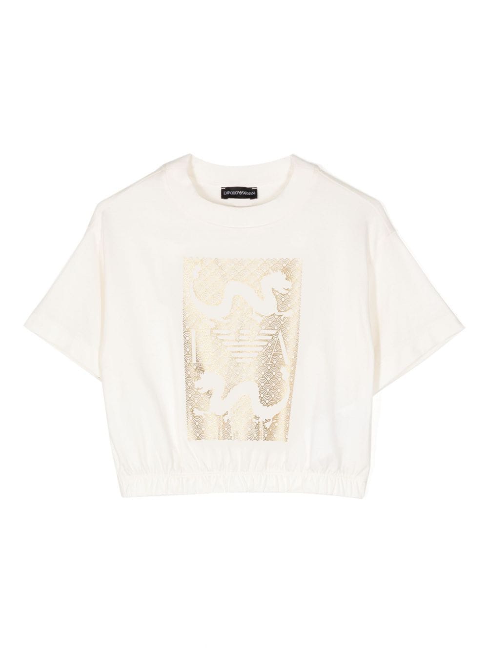 Emporio Armani Teen Girls Ivory & Gold Dragon T-shirt