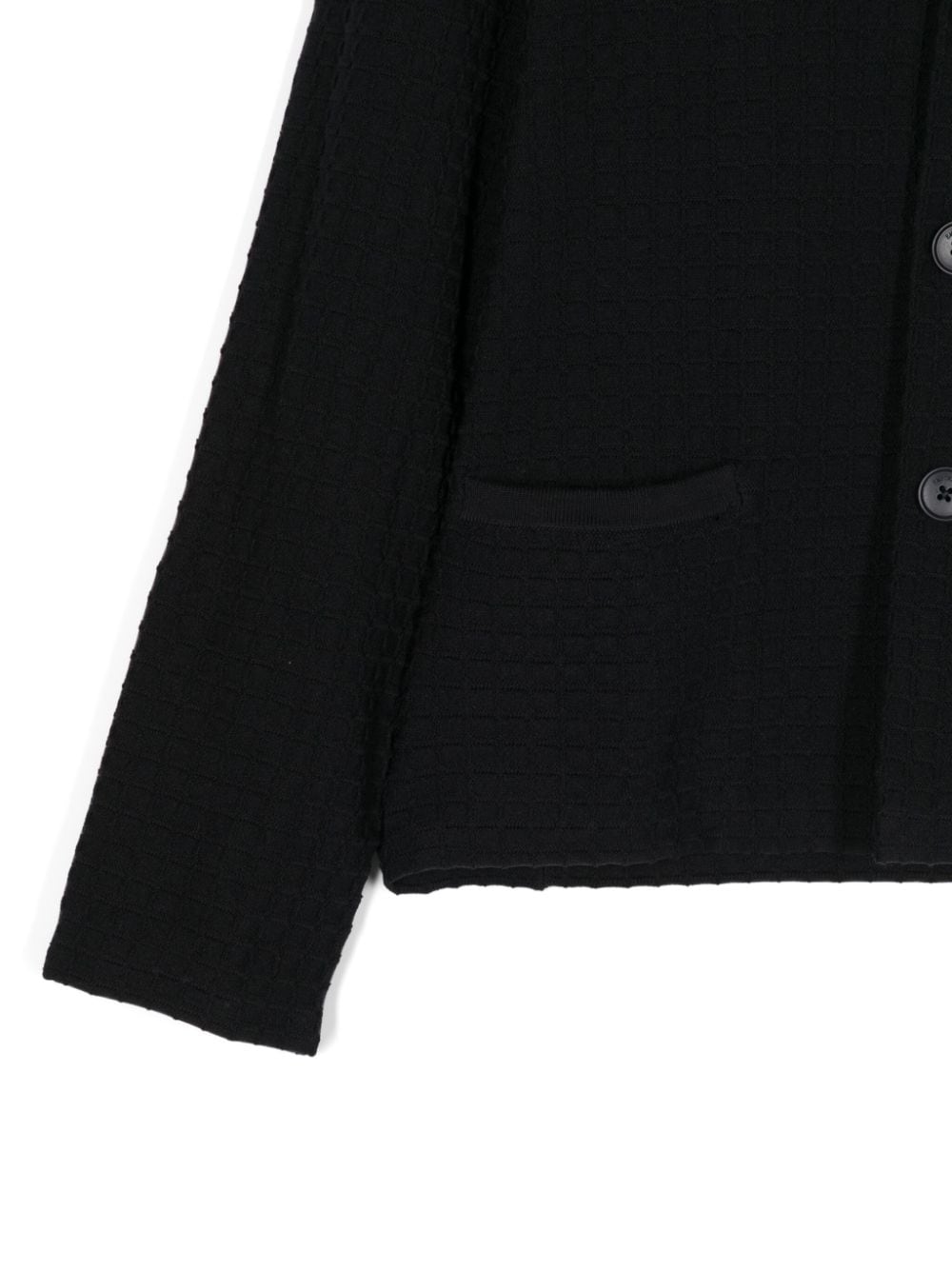 Shop Emporio Armani Waffle-knit Blazer In Black