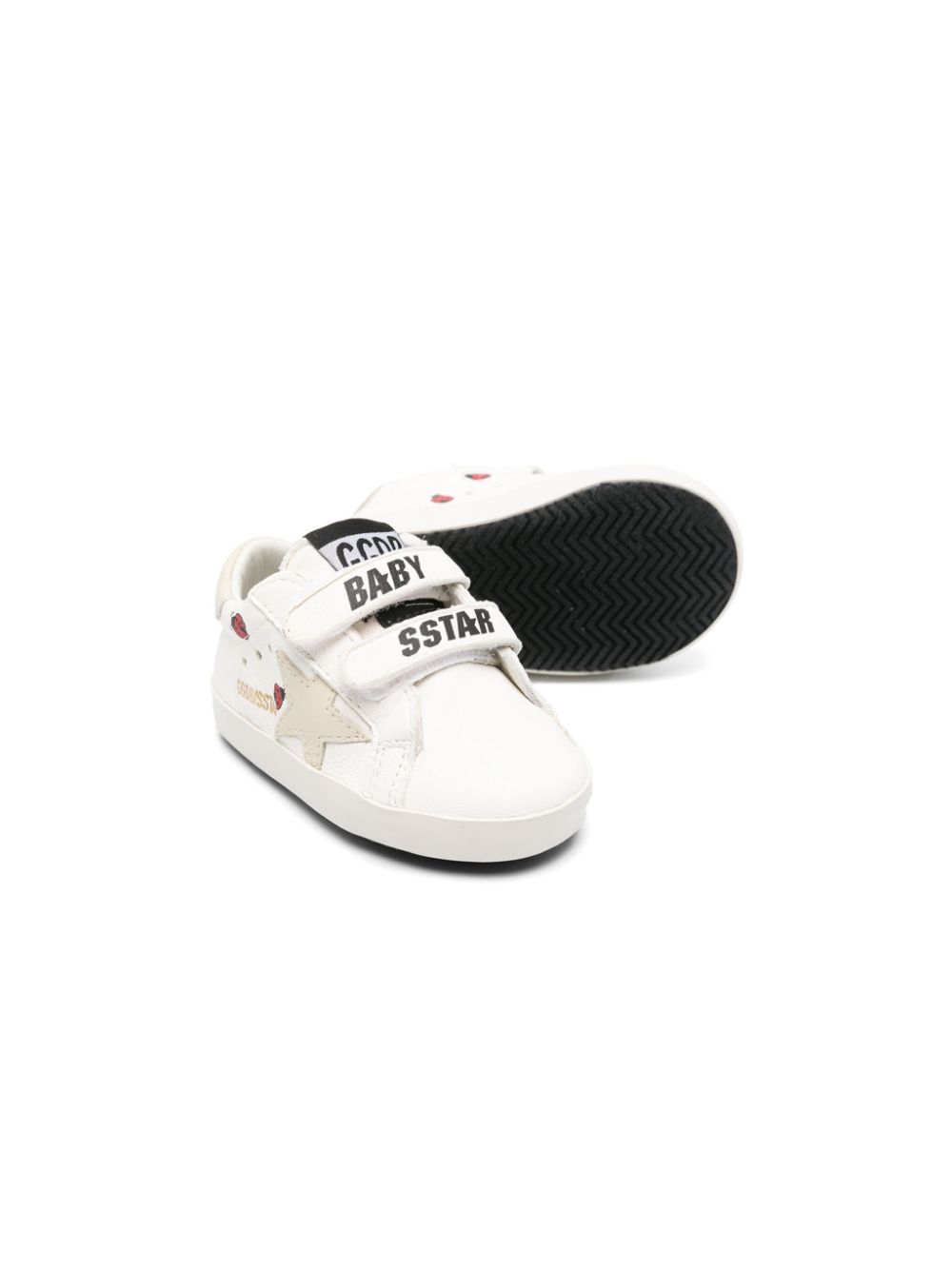 Shop Golden Goose Baby School Leather Sneakers In White