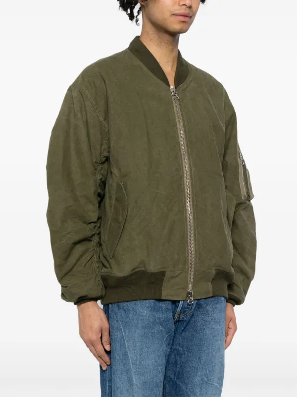 Green canvas bomber jacket best sale