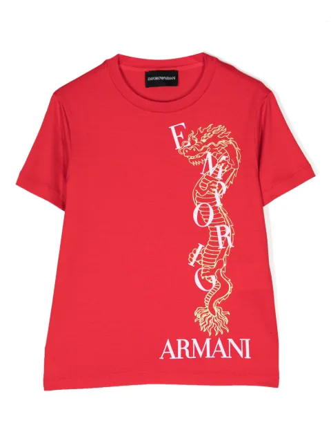 Emporio Armani Kids dragon-print crew-neck T-shirt