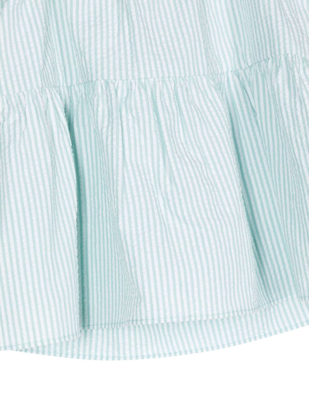 Shop Emporio Armani Striped Ruffle-trim Blouse In Blue