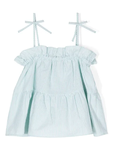 Emporio Armani Kids striped ruffle-trim blouse