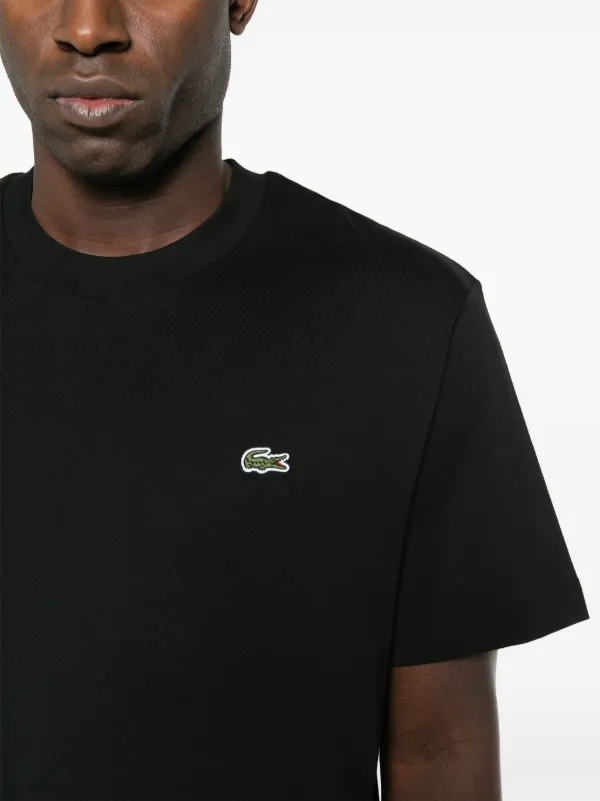 Lacoste ロゴ ブラック Tシャツ Lacoste Men's Crew Neck 3D Printed logo Cotton T-shirt Black