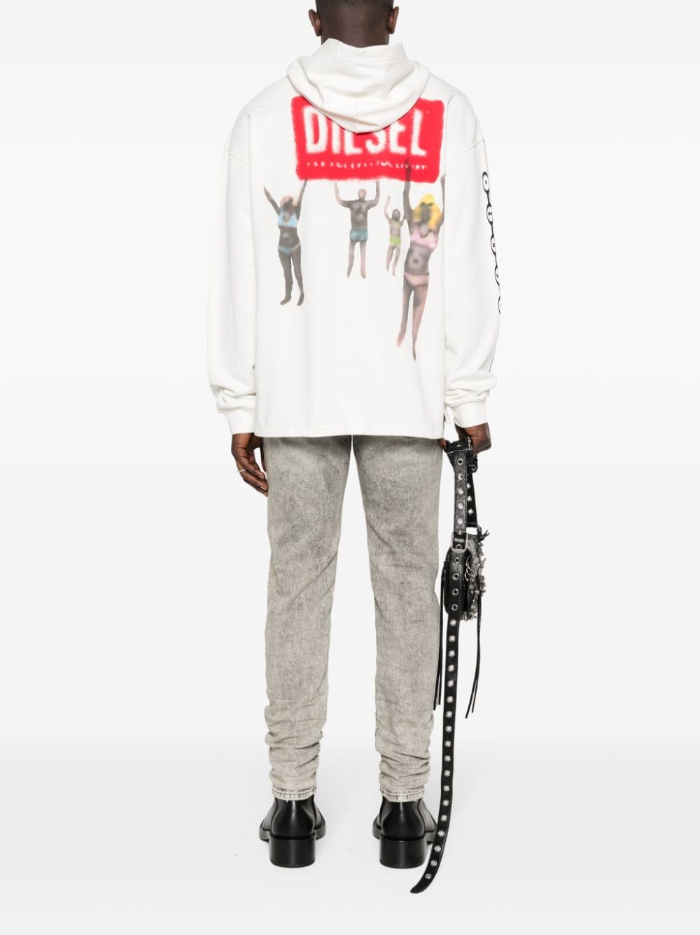 Shop Diesel S-baxt-hood Cotton Hoodie In White