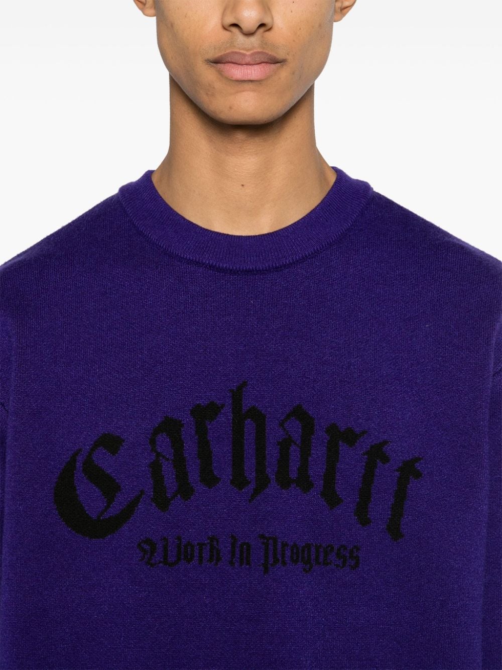 Shop Carhartt Onyx Logo-jacquard Jumper In Purple