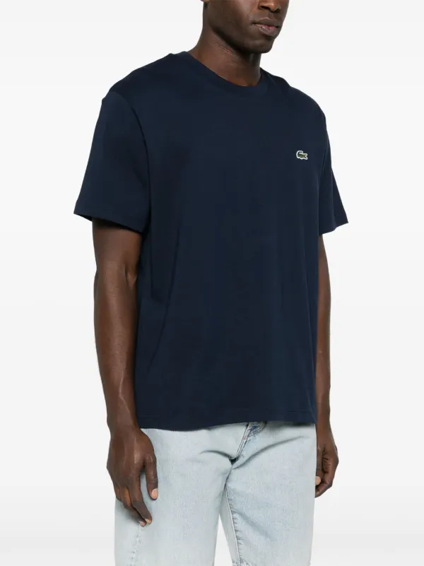 Lacoste logo-patch Cotton T-shirt | Blue | FARFETCH JO