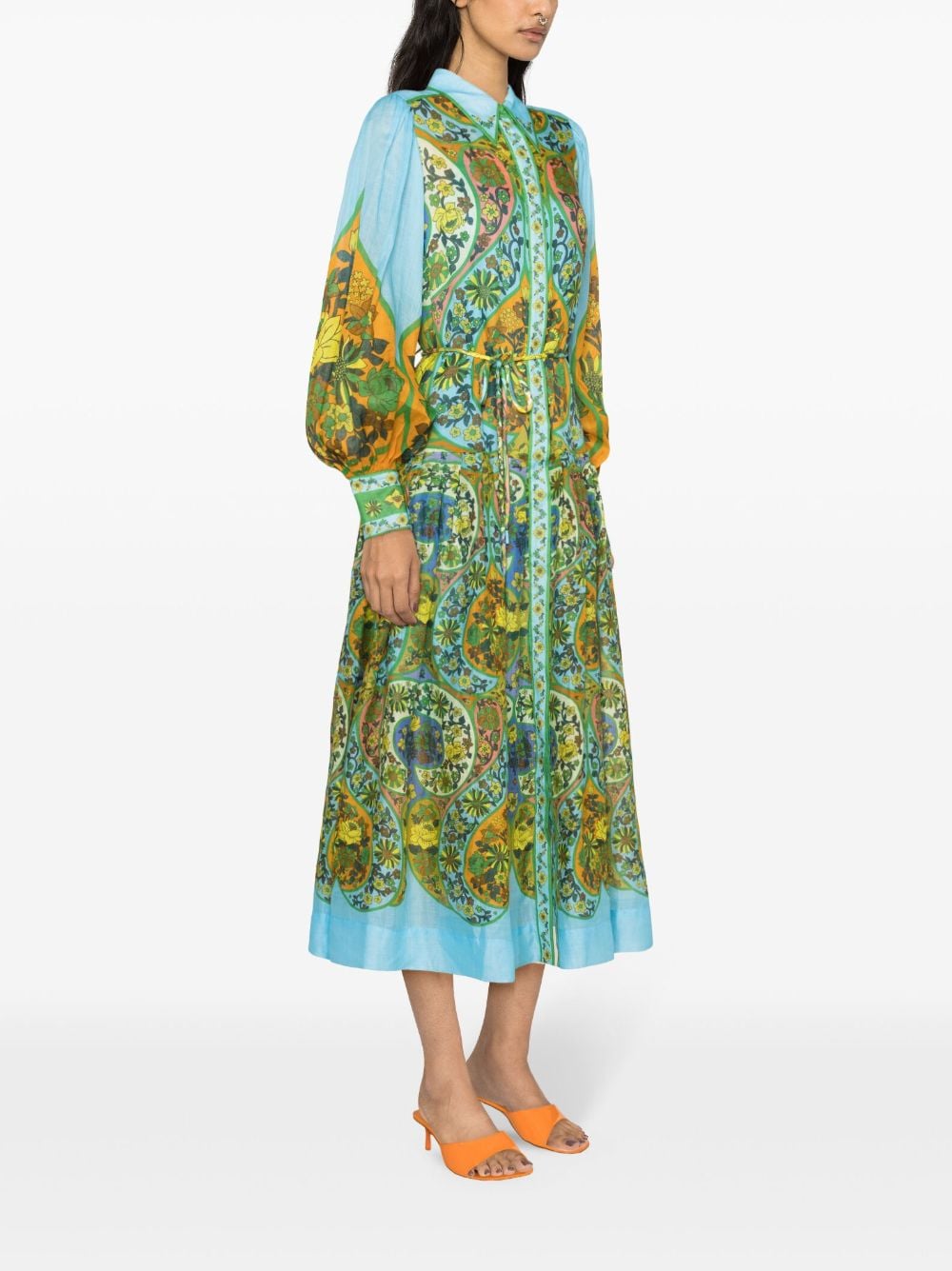 ALEMAIS Midi-jurk met bloemenprint Blauw