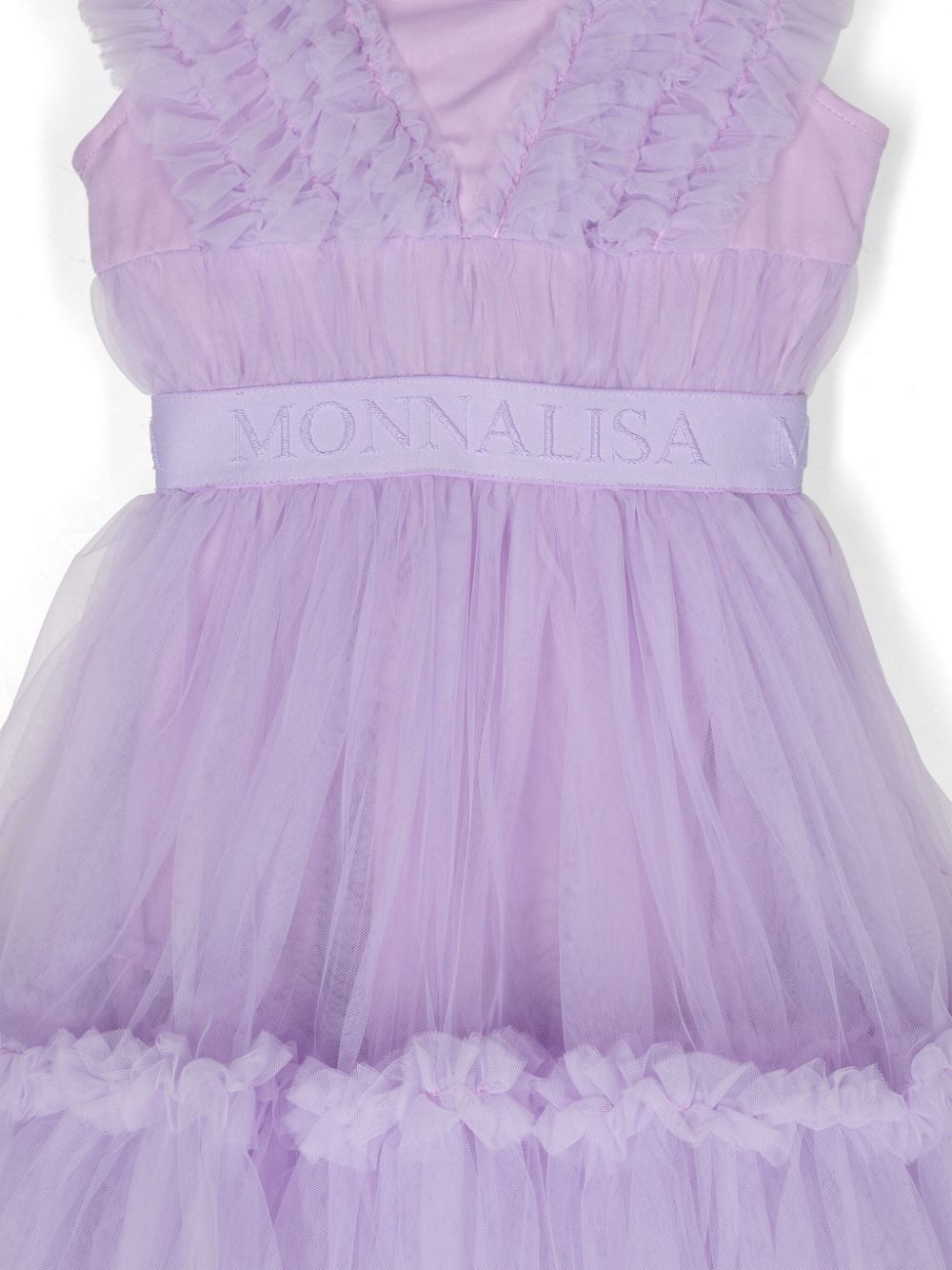 Shop Monnalisa Tiered Tulle Dress In Purple