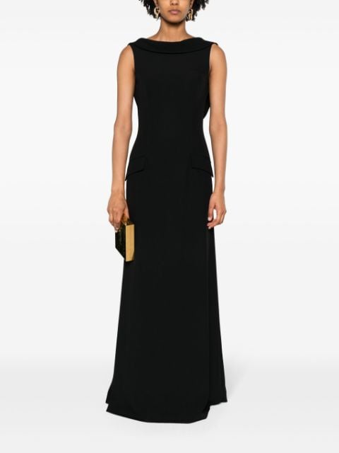 low-back crepe maxi dress