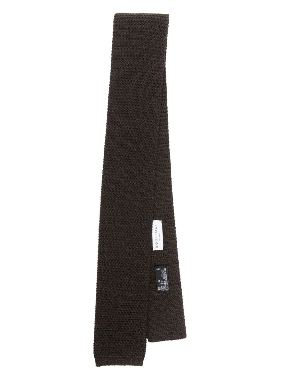 Boglioli square-tip knitted tie - Marrone