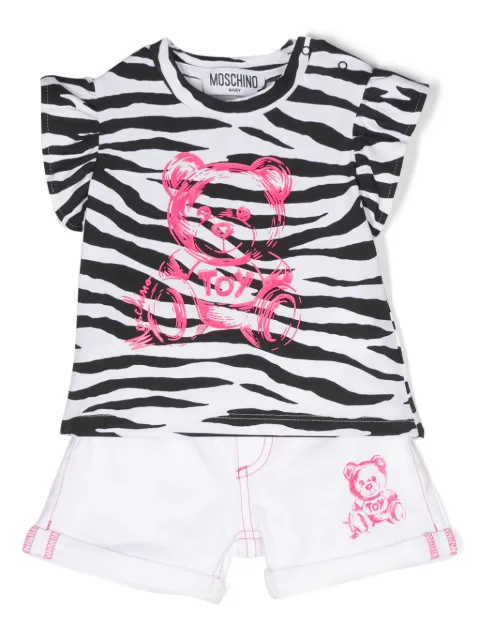 Moschino Kids Teddy-Bear-print cotton shorts set